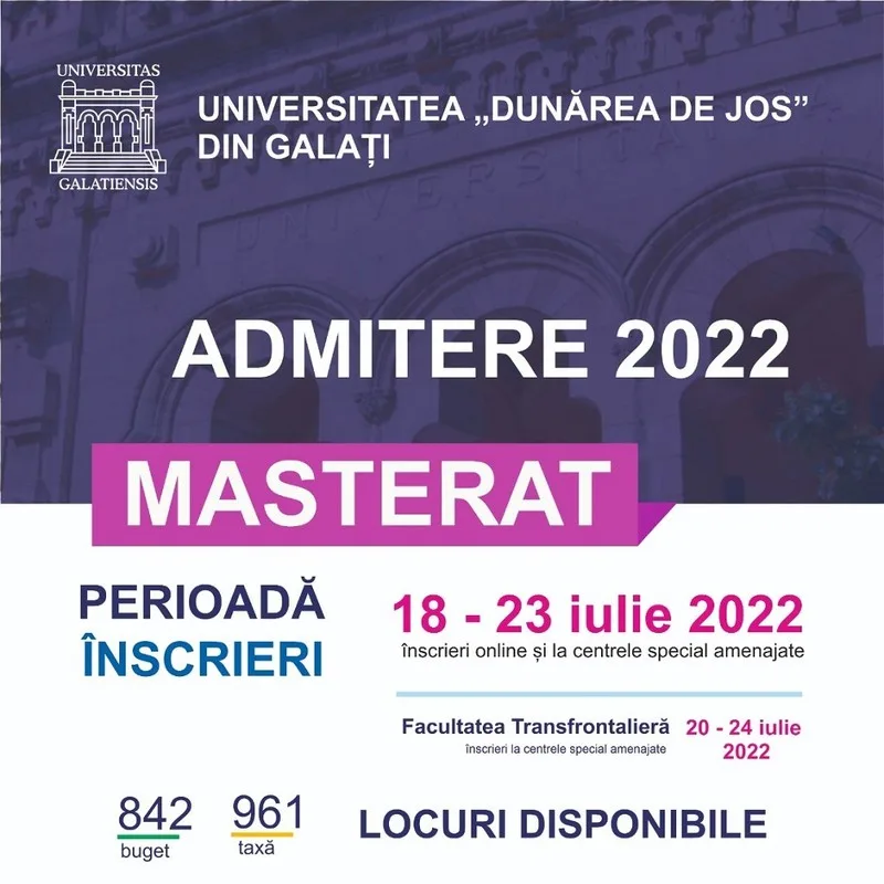 Încep înscrierile pentru admiterea la UDJG