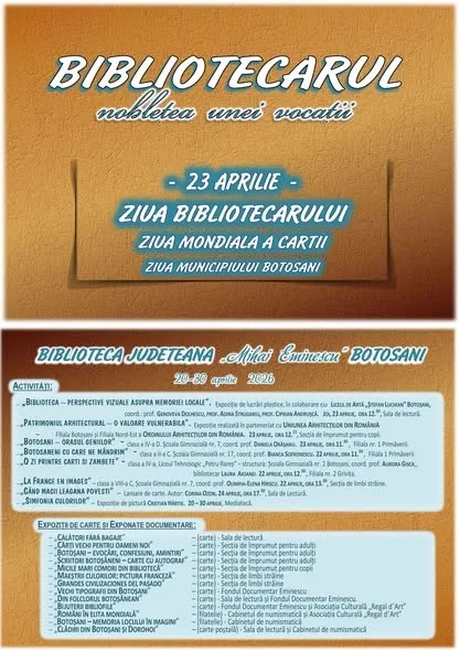 Ziua bibliotecarului. Zilele municipiului Botoșani